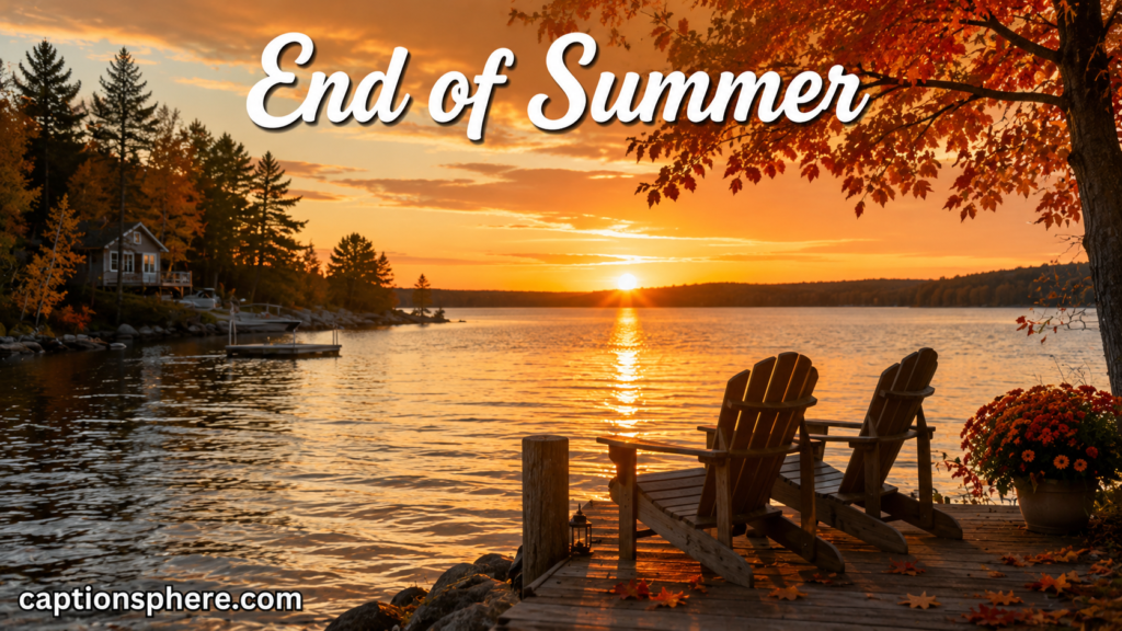 Person watching the final summer sunset over a peaceful lake.