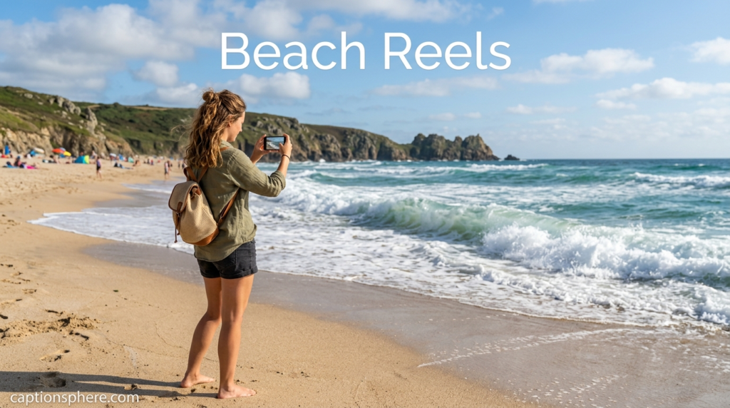 Traveler filming ocean waves with a smartphone beside the shoreline.