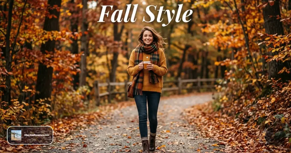 Person wearing a cozy sweater, scarf, and boots during autumn.
