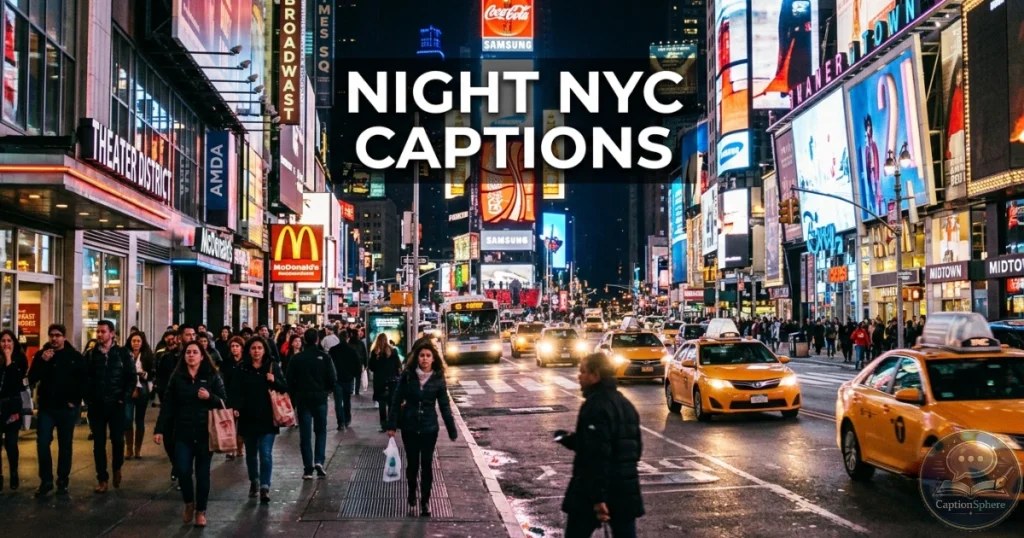 Crowded New York street glowing at night