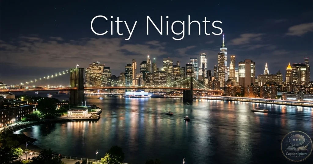 Night skyline reflecting across the East River.