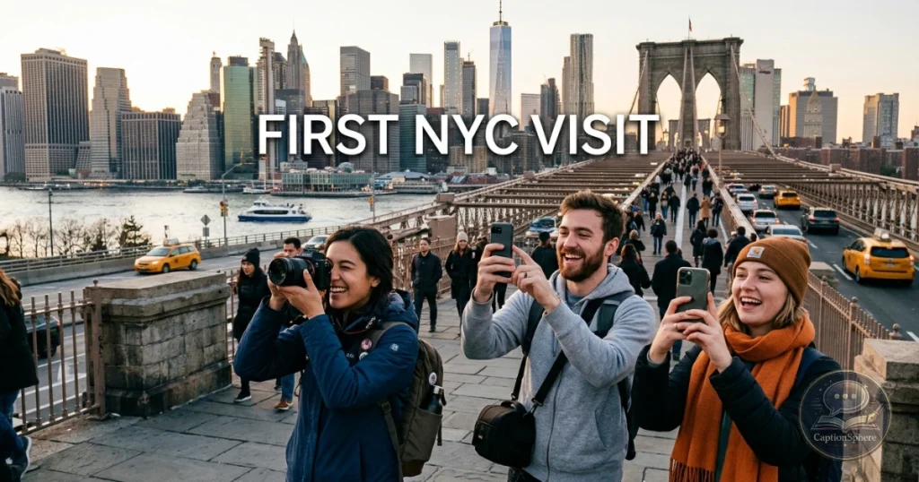 Visitors photographing famous New York City surroundings