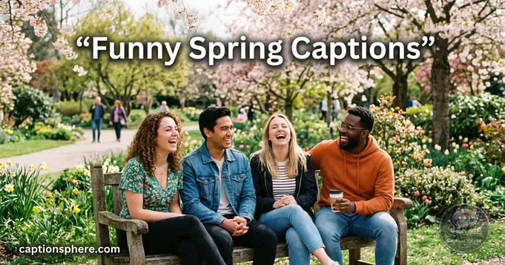 Friends laughing outdoors during a spring afternoon