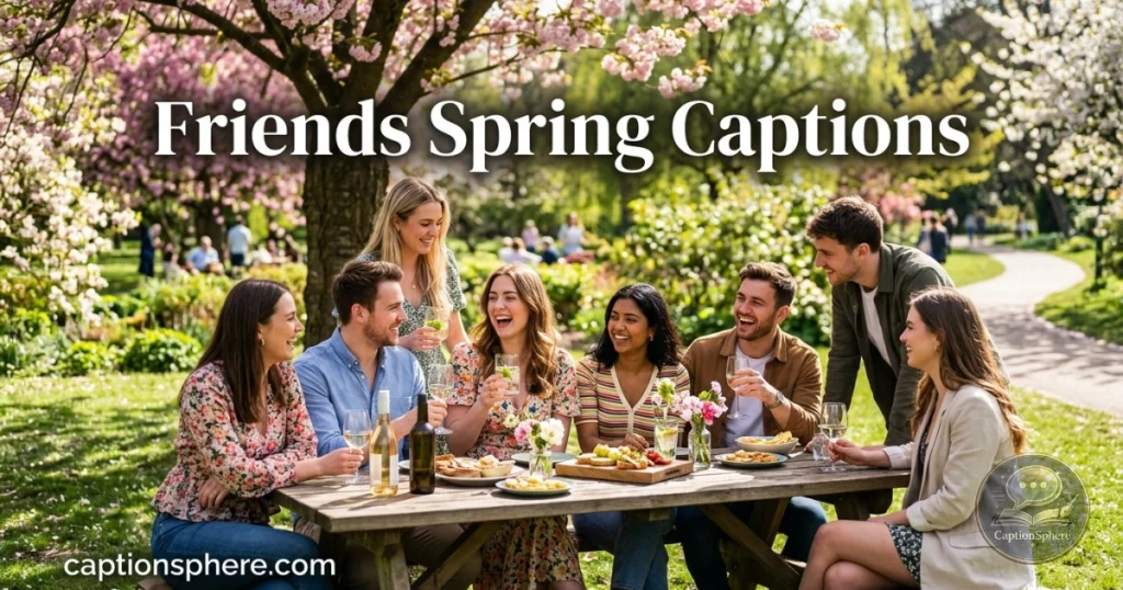 Group of friends enjoying outdoor spring gathering