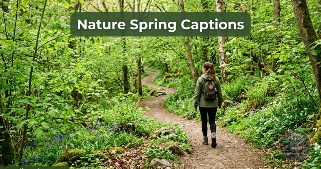 Person walking along green spring nature trail