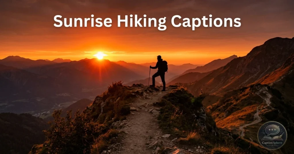 Hiker watching sunrise from mountain trail