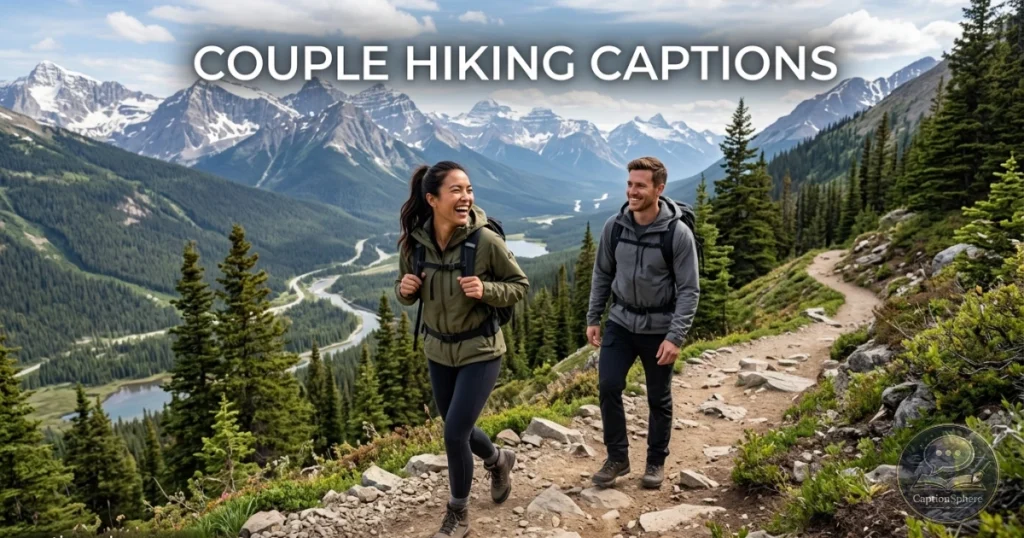Couple hiking together on scenic outdoor trail