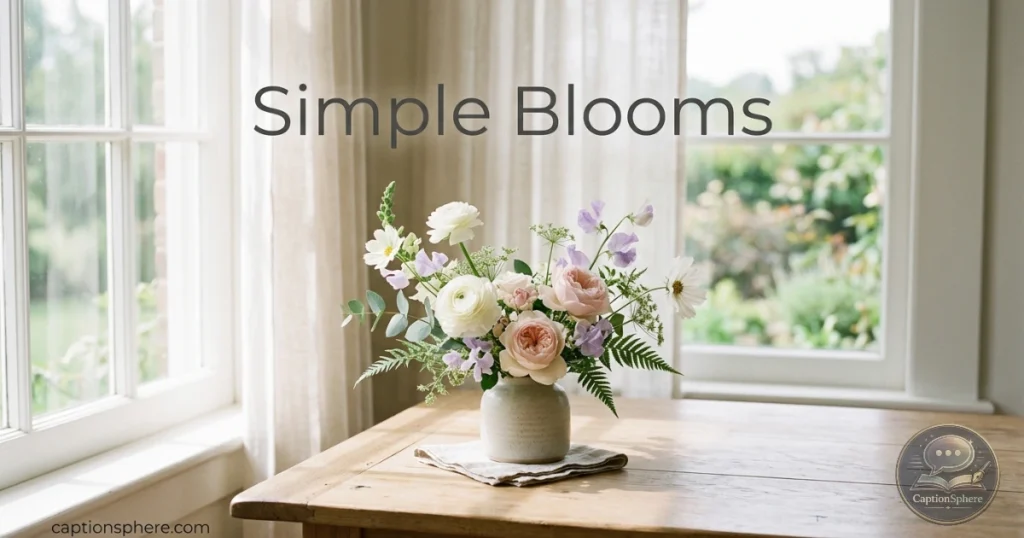 Simple flower arrangement on a bright table setting