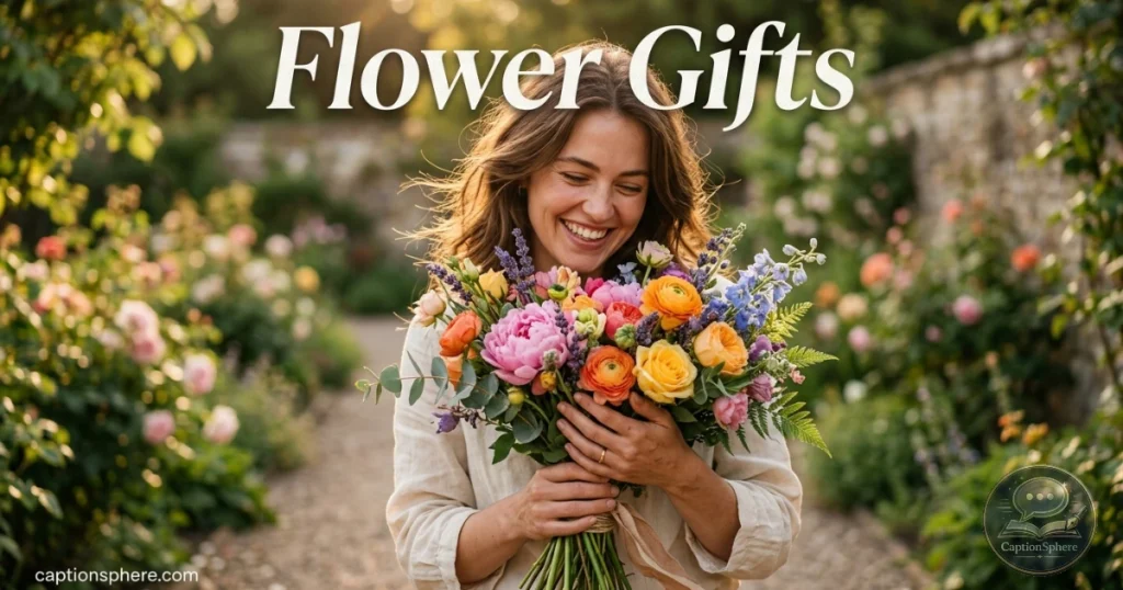 Colorful bouquet of flowers held by person outdoors