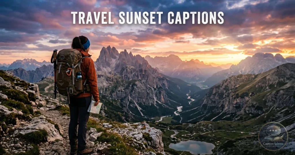 Traveler viewing sunset from scenic landscape