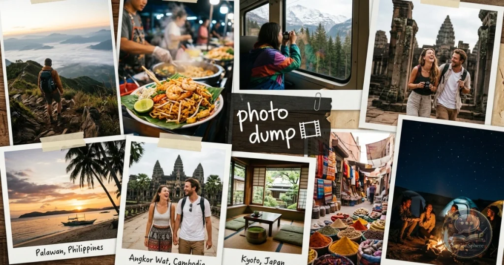 Collection of travel moments showing places and activities