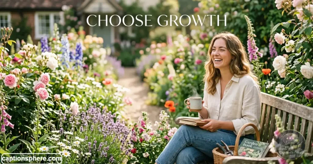 Person enjoying sunshine in a blooming garden.