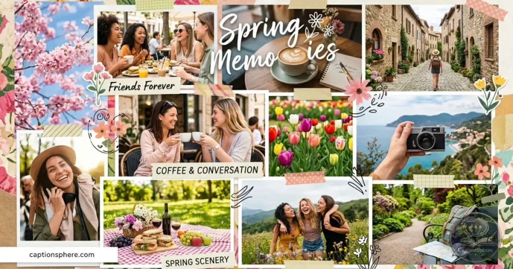 Collection of spring moments including flowers and outdoor adventures.