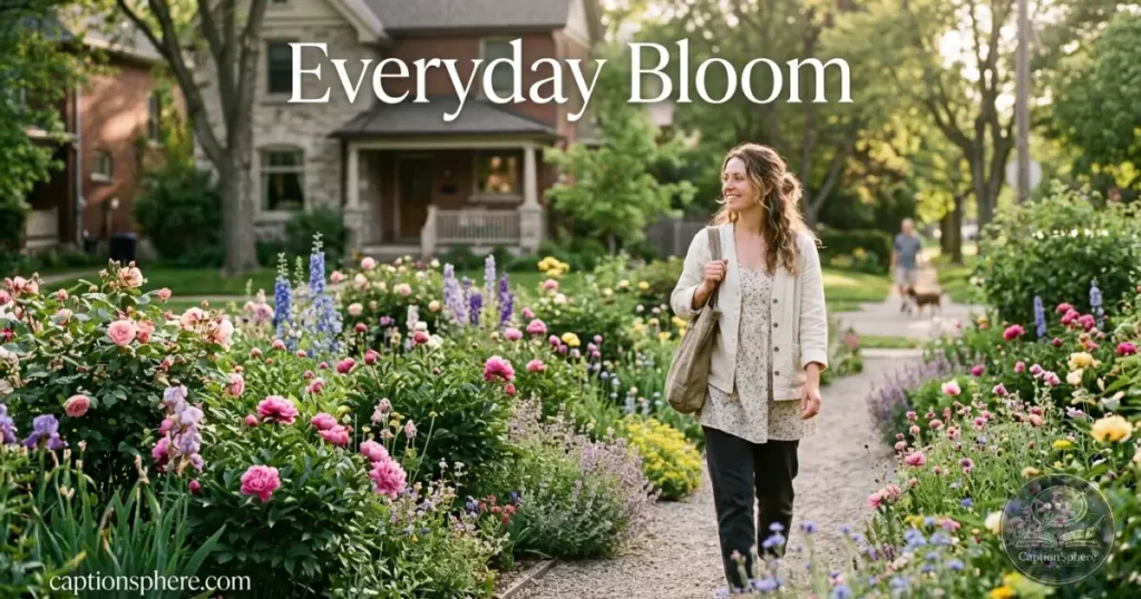 Person enjoying flowers during a peaceful everyday walk.