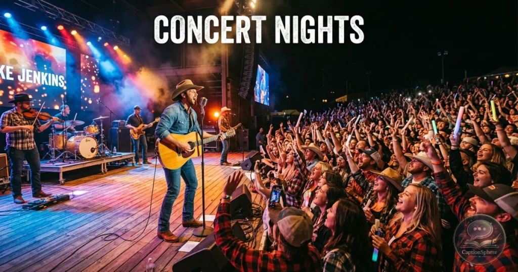 Crowd enjoying a live concert in Nashville with stage lights.