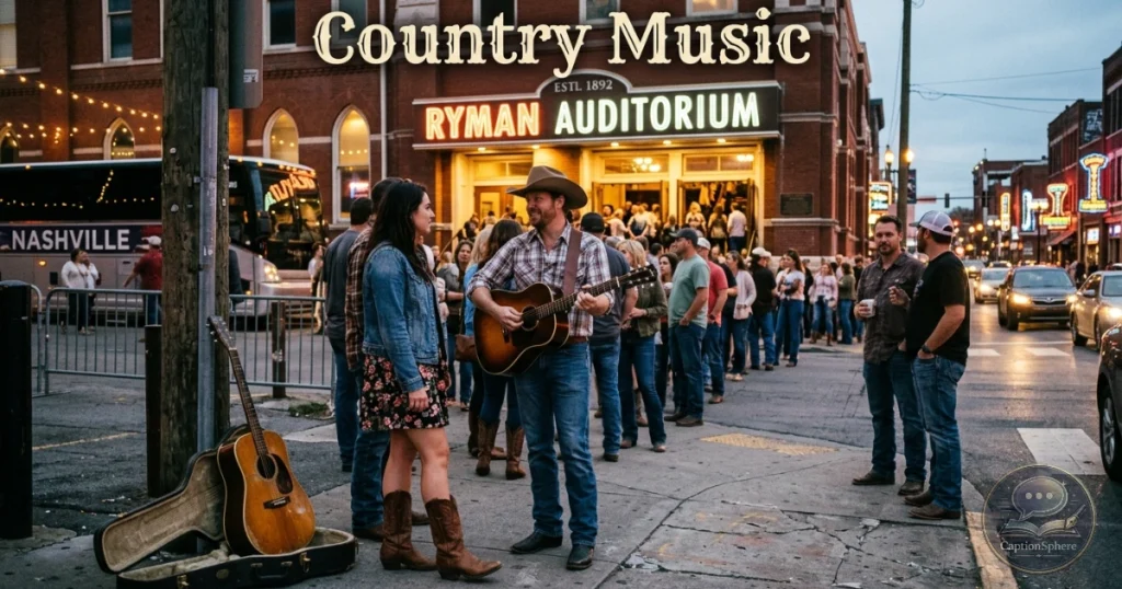 Traveler holding a cowboy hat outside a Nashville music venue.
