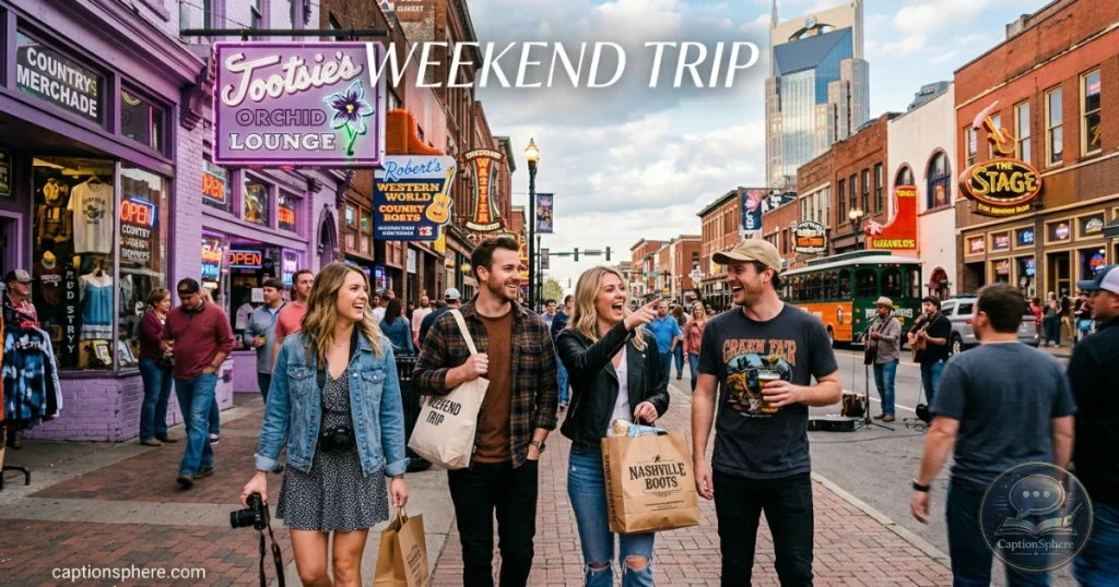 Friends exploring Nashville attractions during a sunny weekend.