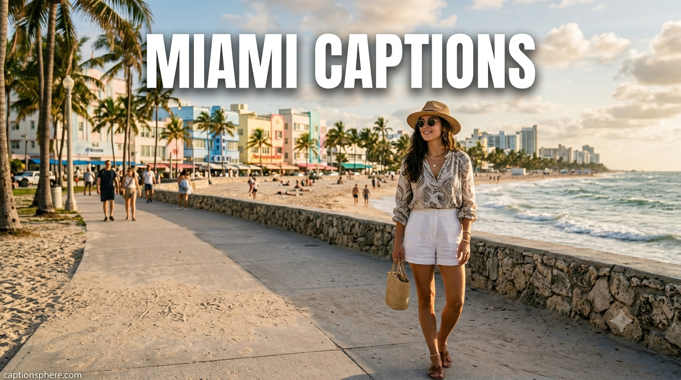 Traveler standing near Miami beach with palm trees and colorful city buildings