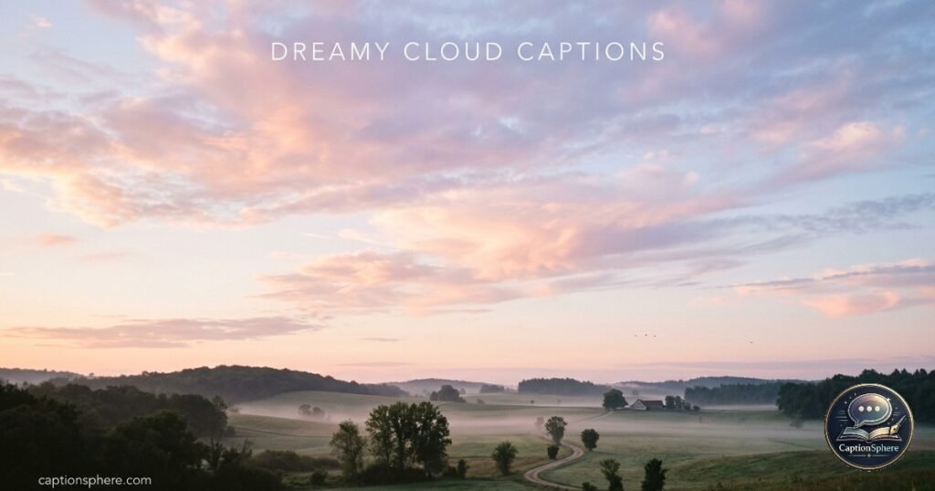 Pastel clouds floating above calm landscape