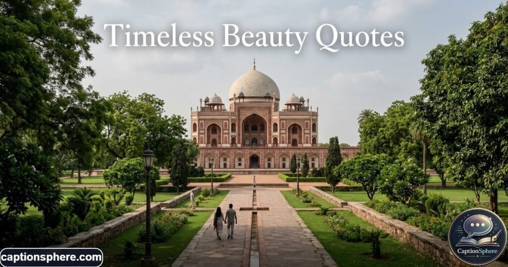 Humayun’s Tomb viewed through a quiet garden pathway in soft daylight