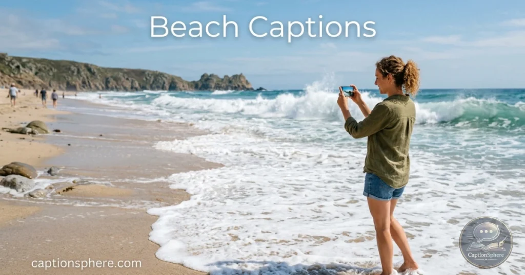 Person photographing ocean waves on sandy beach
