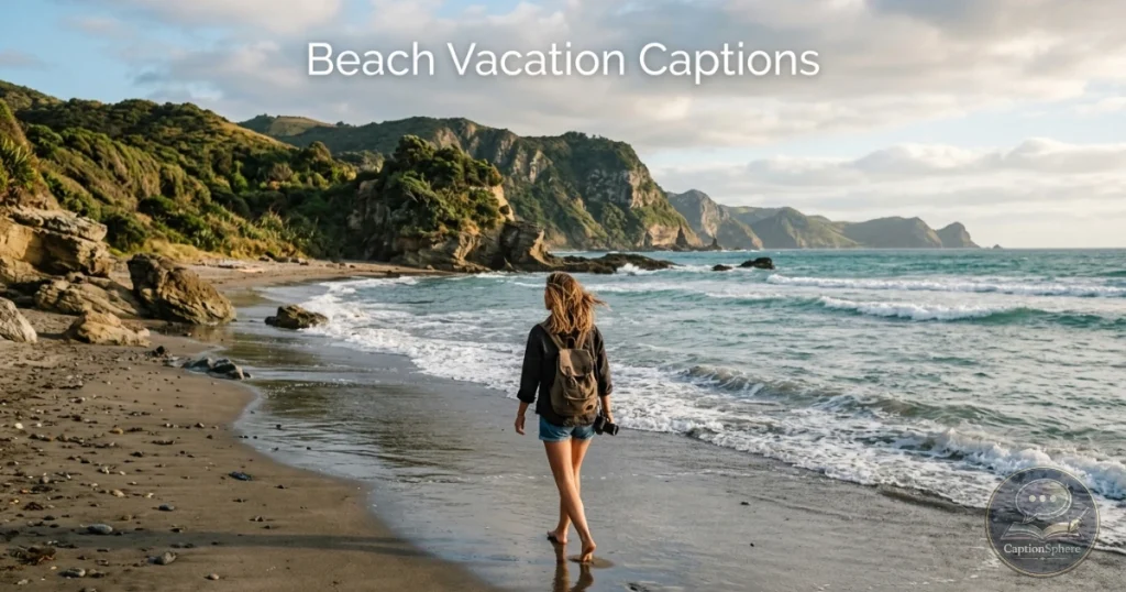 Traveler exploring tropical beach coastline