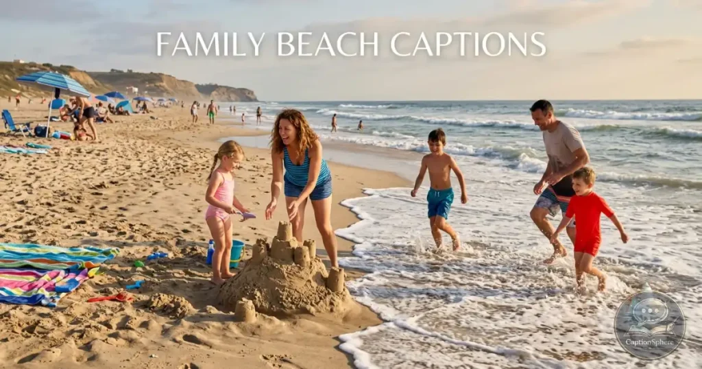 Family enjoying sunny beach together