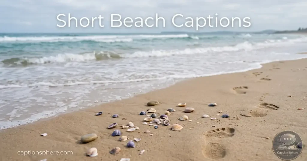 Seashells and footprints on sandy shoreline