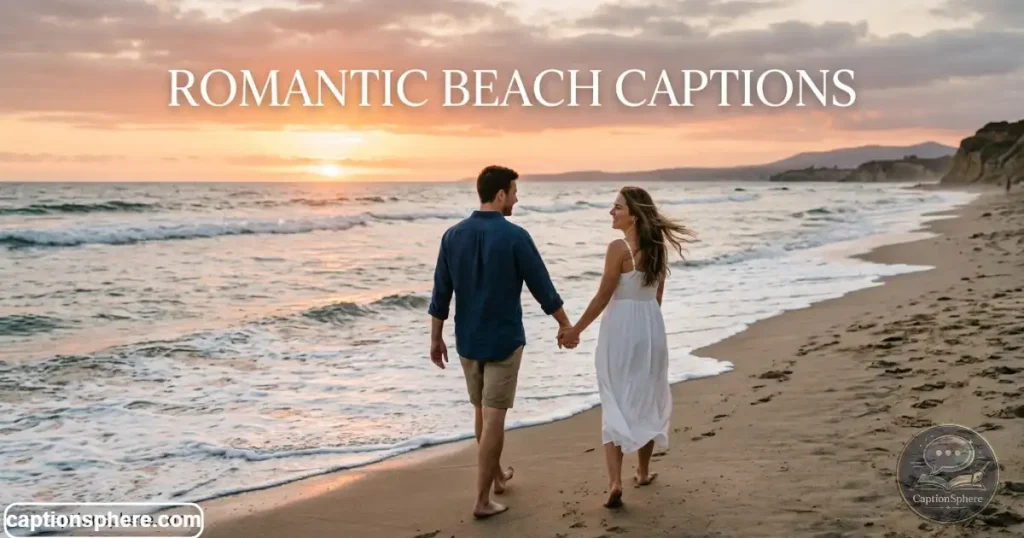 Couple walking together beside ocean waves