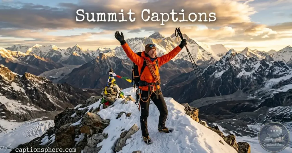 Person celebrating on mountain summit viewpoint