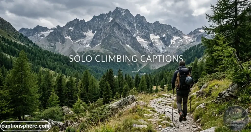 Solo climber walking through mountain landscape