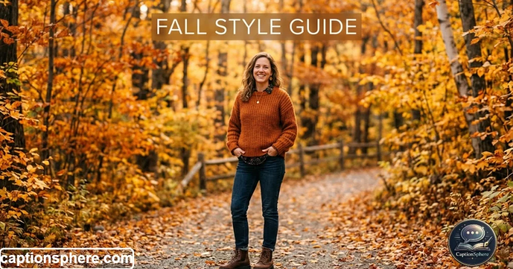 Person wearing sweater near trees with autumn leaves