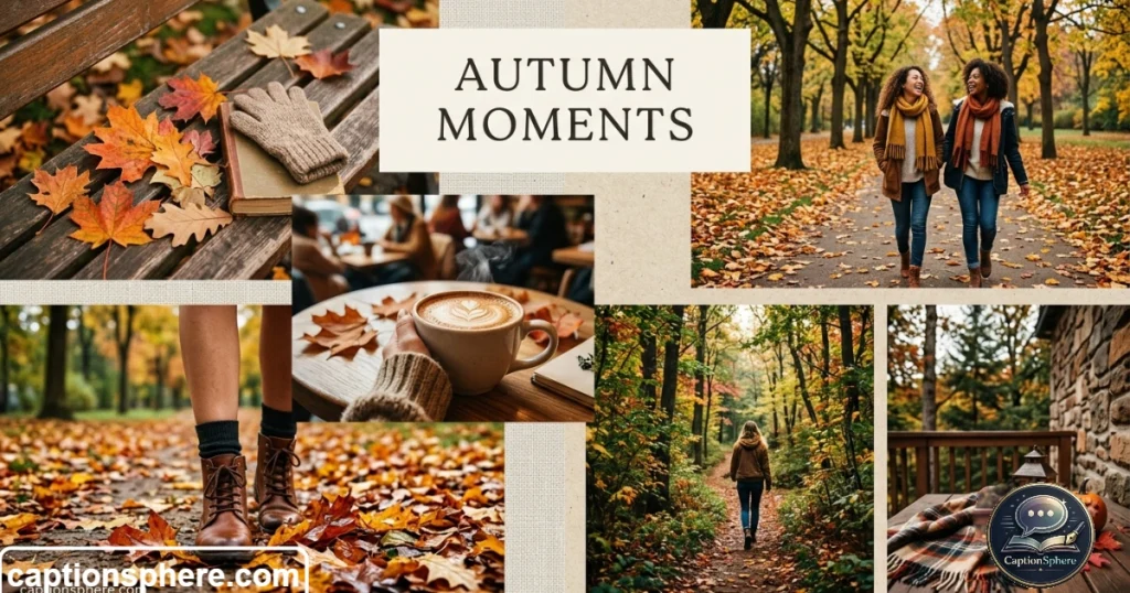Collection of autumn moments with leaves and scenery