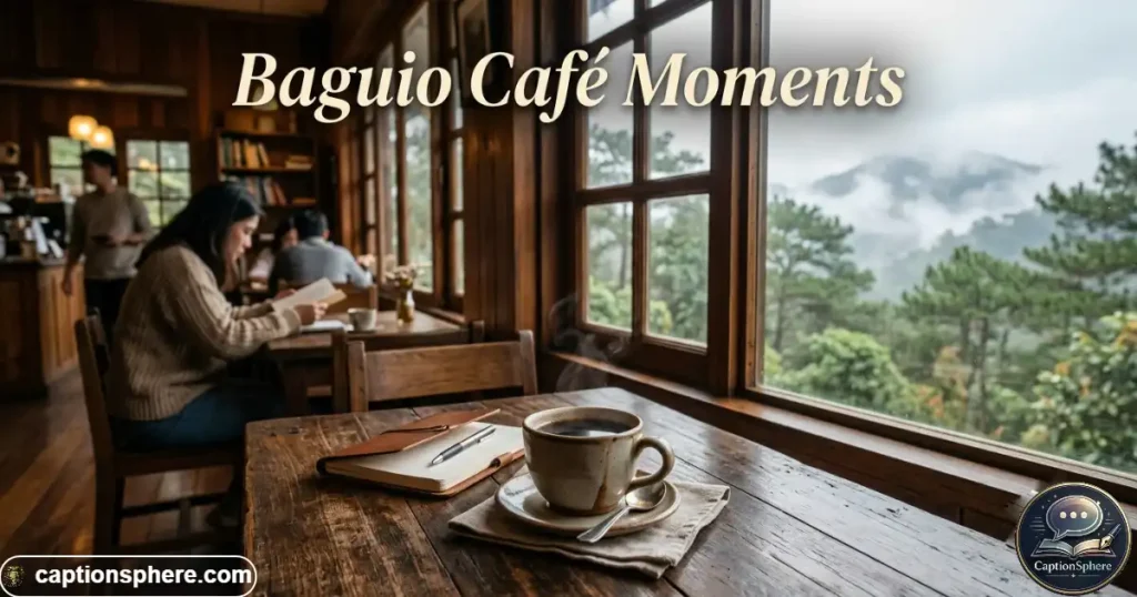 Coffee cup beside a window overlooking misty Baguio scenery