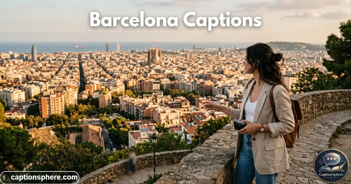 Traveler overlooking Barcelona skyline with Mediterranean architecture and warm evening light