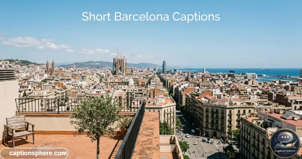 Wide Barcelona skyline viewed from a quiet elevated terrace in daylight