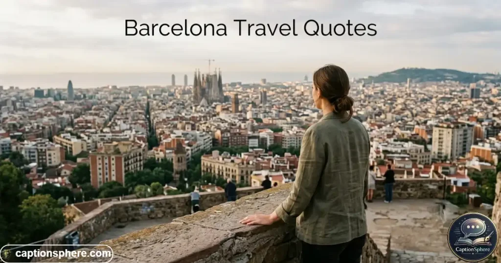 Traveler quietly viewing Barcelona rooftops from an elevated overlook