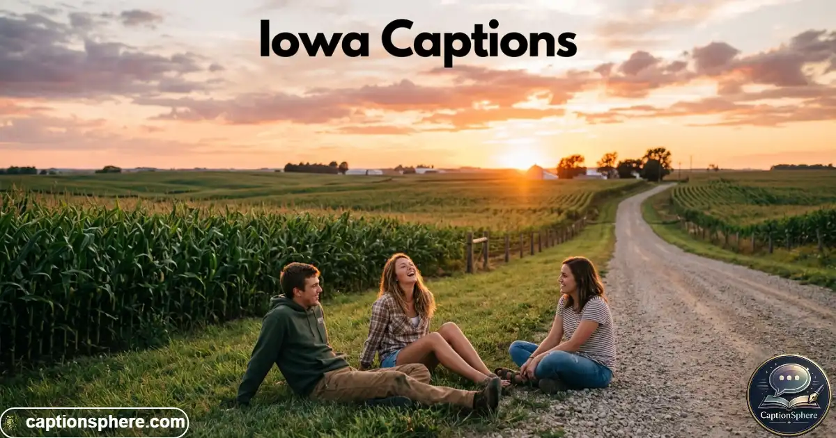Friends enjoying an Iowa countryside sunset beside a quiet rural road