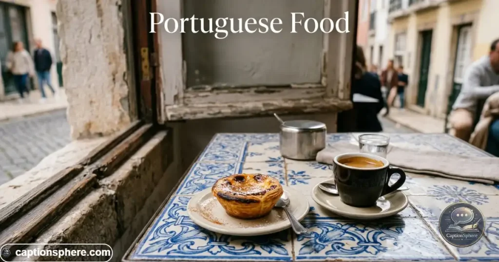 Pastel de nata and espresso served on a small Portuguese café table