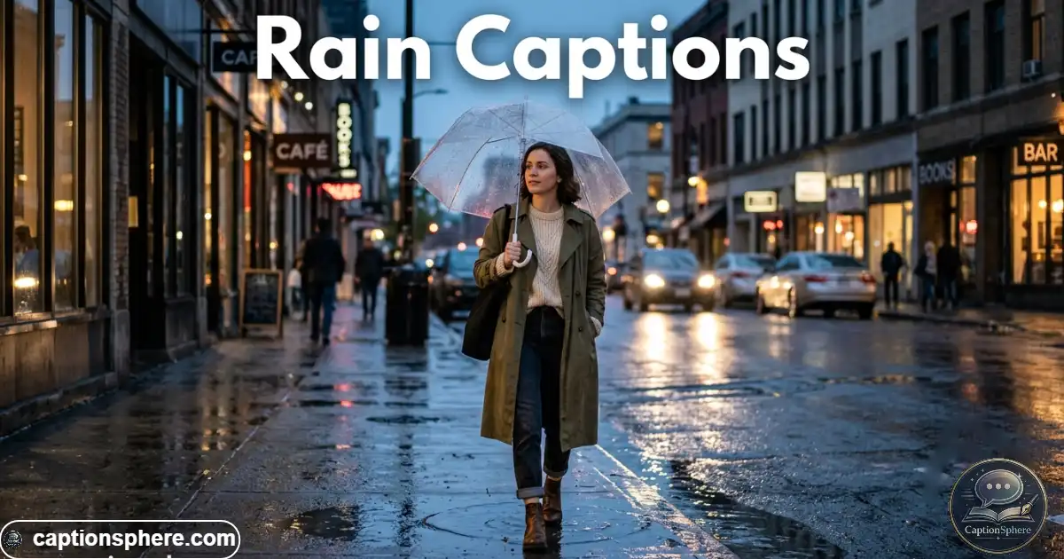 Person with umbrella walking along a rain-soaked city street