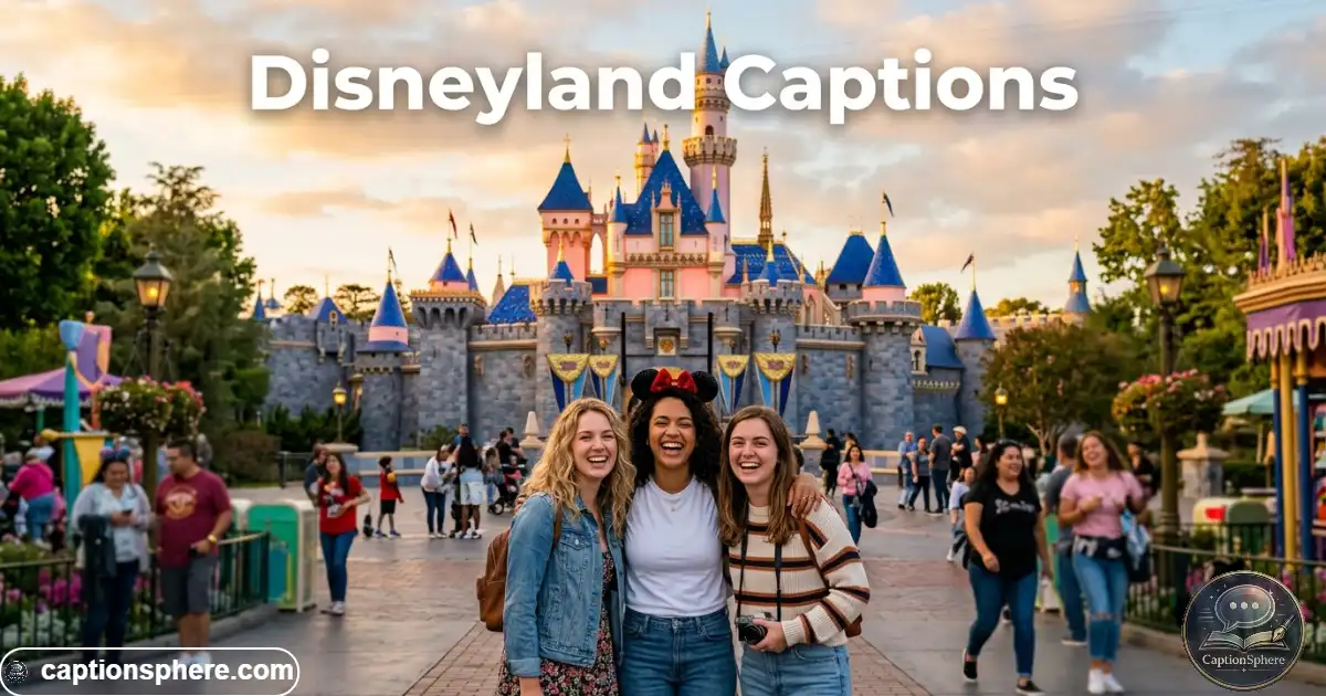 Friends posing in front of Sleeping Beauty Castle at Disneyland