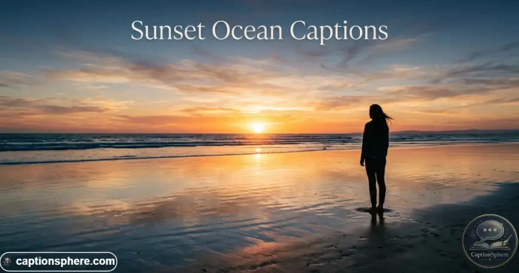 Golden sunset glowing above calm ocean water and distant horizon