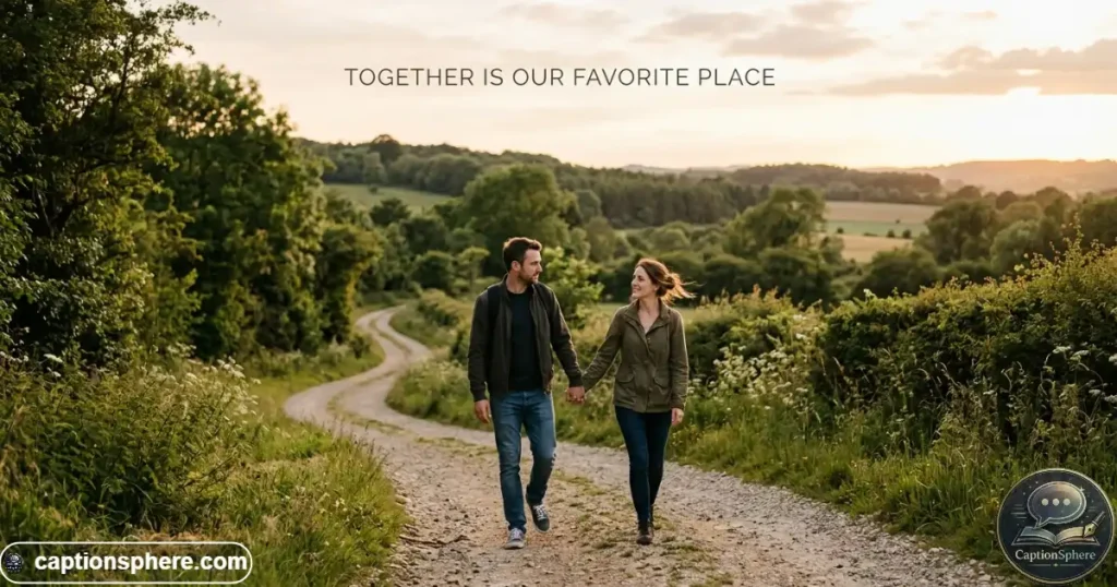 Couple walking hand in hand along a quiet scenic pathway