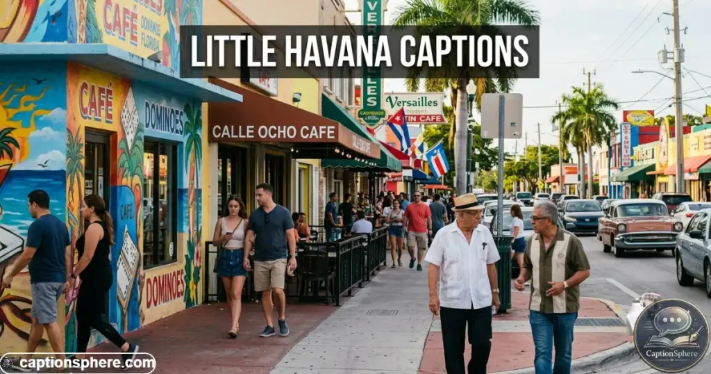 People walking along colorful Calle Ocho storefronts in Little Havana