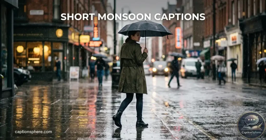 Person walking beneath an umbrella while rain falls on a city sidewalk