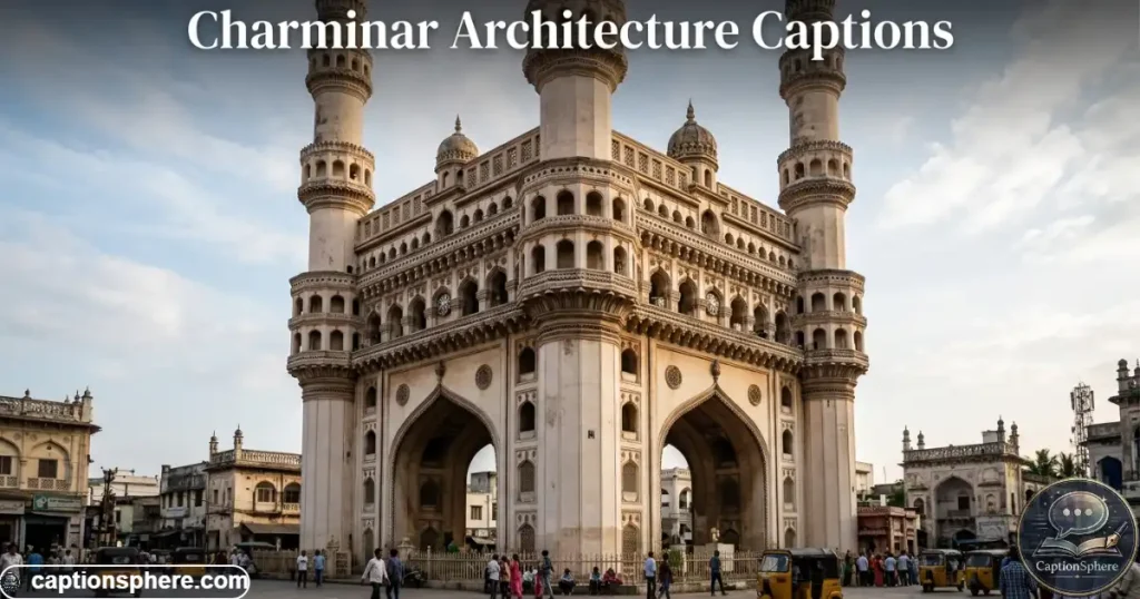Detailed view of Charminar arches, balconies, minarets, and ornamental structure