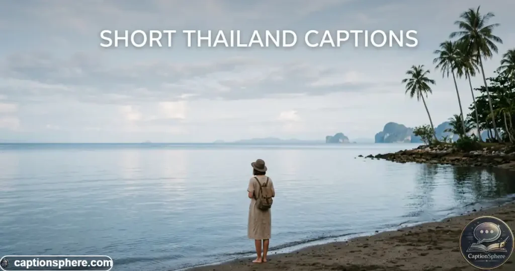 Single traveler standing beside calm Thai water with a simple horizon