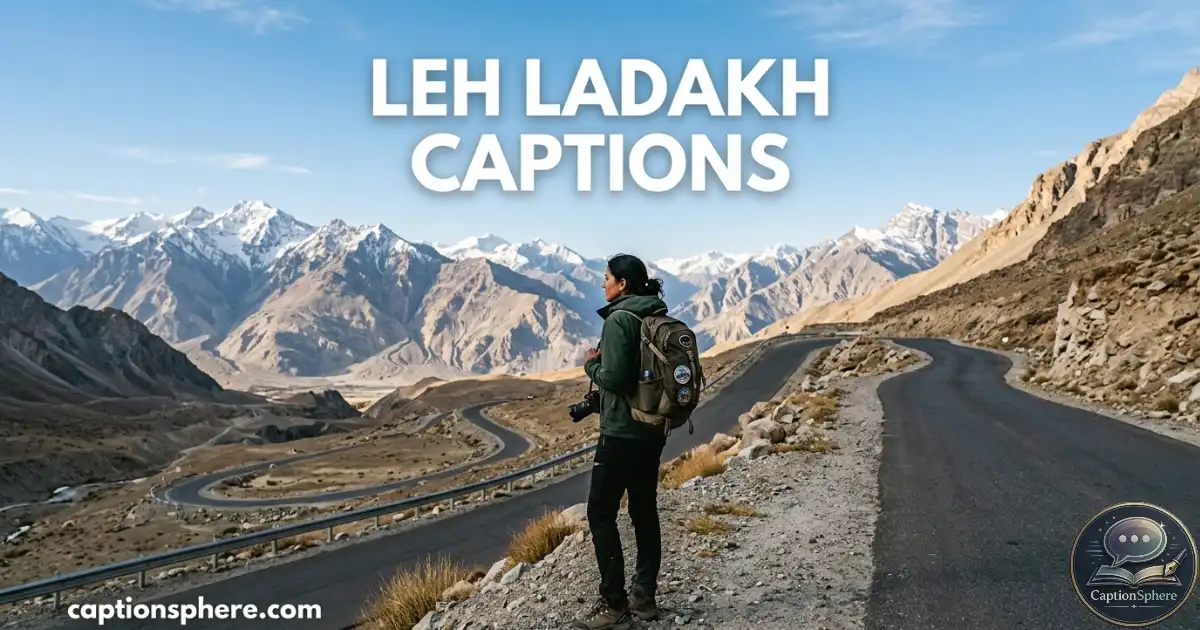 Traveler standing beside a winding mountain road with rugged Ladakh peaks