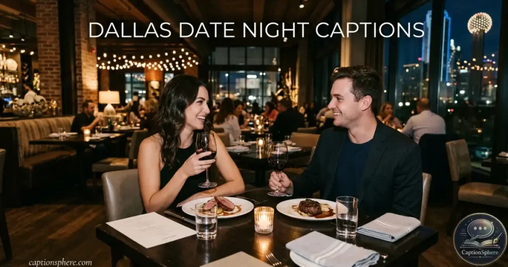 Couple seated together at an elegant Dallas restaurant during evening