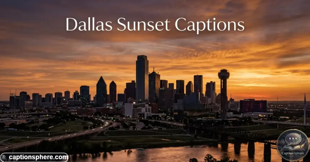 Dallas skyline silhouetted against a warm sunset sky